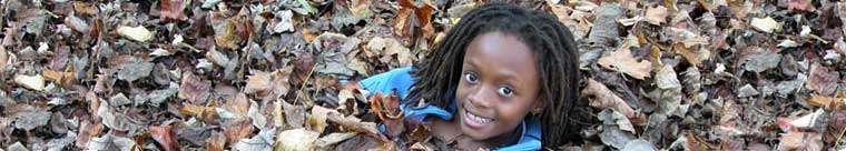 Zoe in the leaf pile